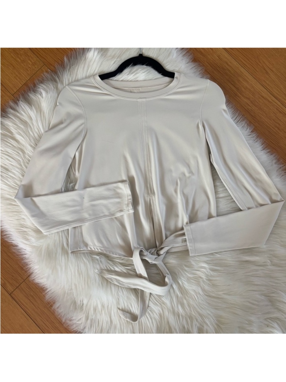 LuluLemon Beige Long Sleeve Front Tie Top